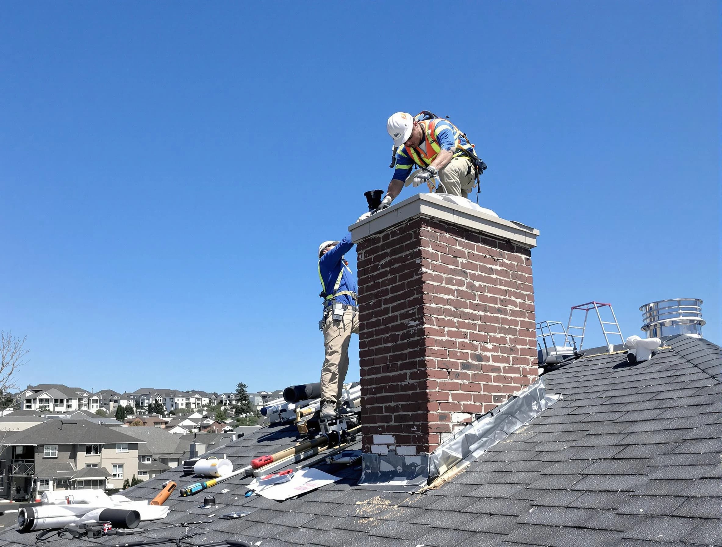 South Park Chimney Sweep repairing a chimney crown in South Park, PA