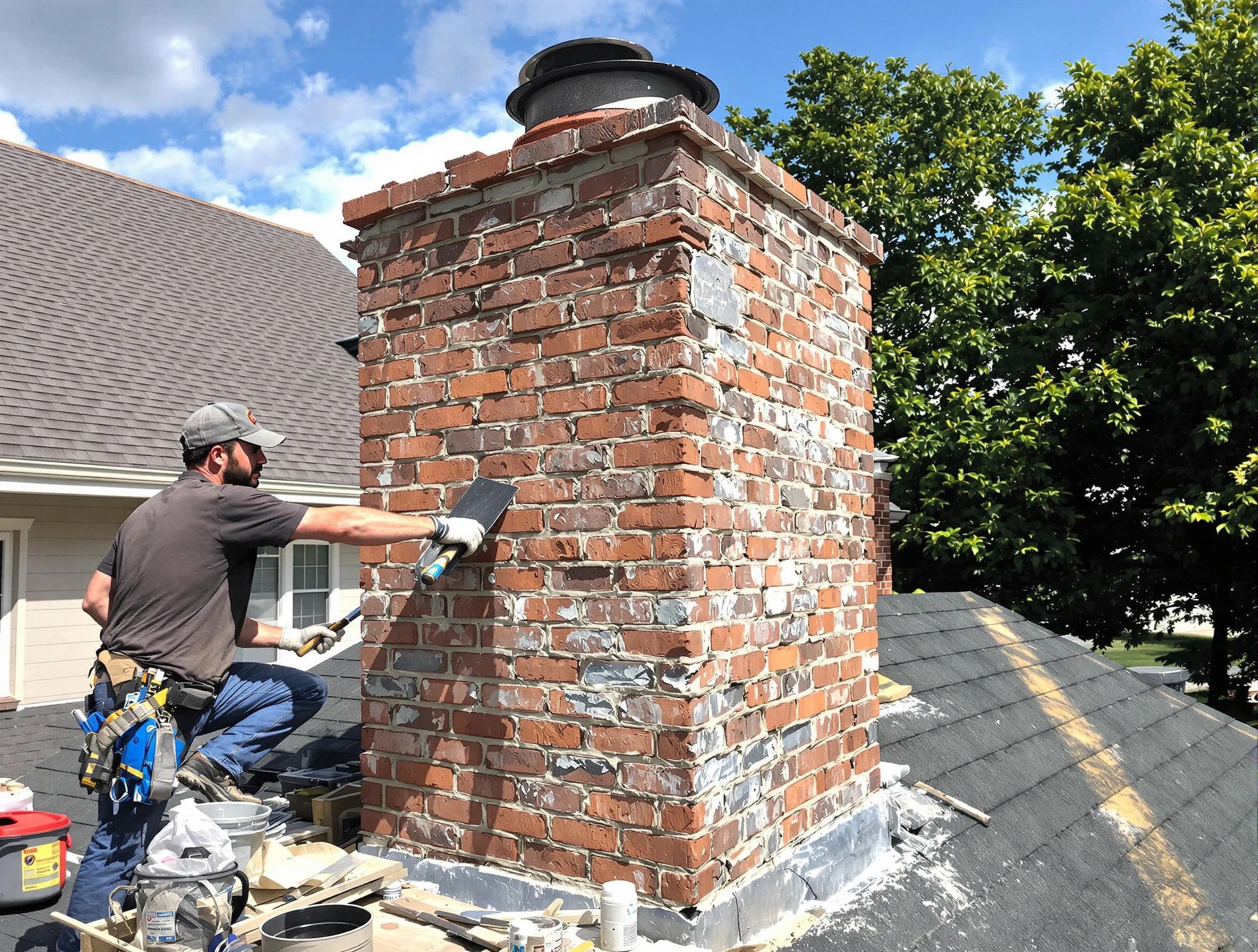 Completed chimney rebuild by South Park Chimney Sweep in South Park, PA