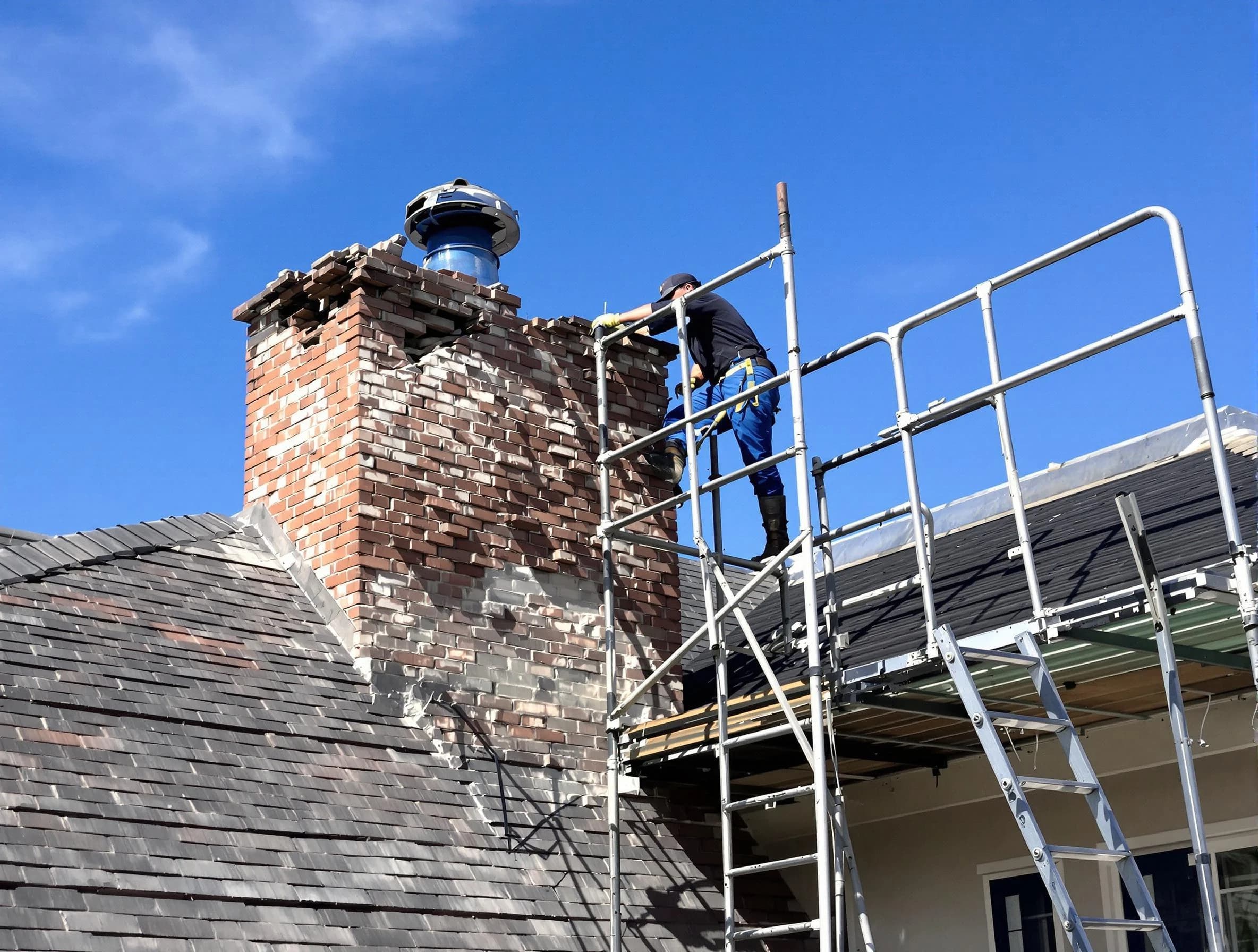Rebuilding a chimney structure by South Park Chimney Sweep in South Park, PA