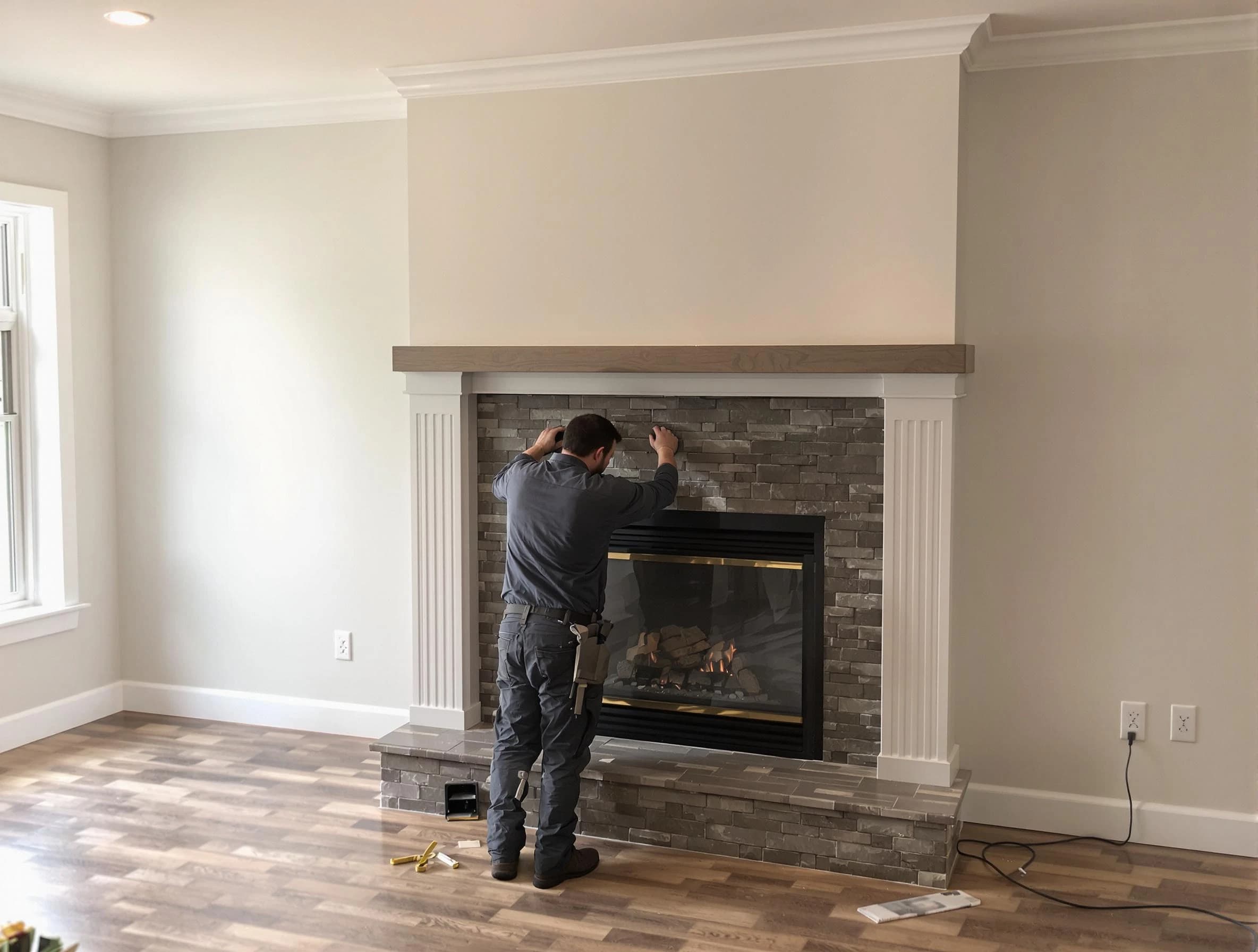 South Park Chimney Sweep finishing a custom fireplace install in South Park, PA