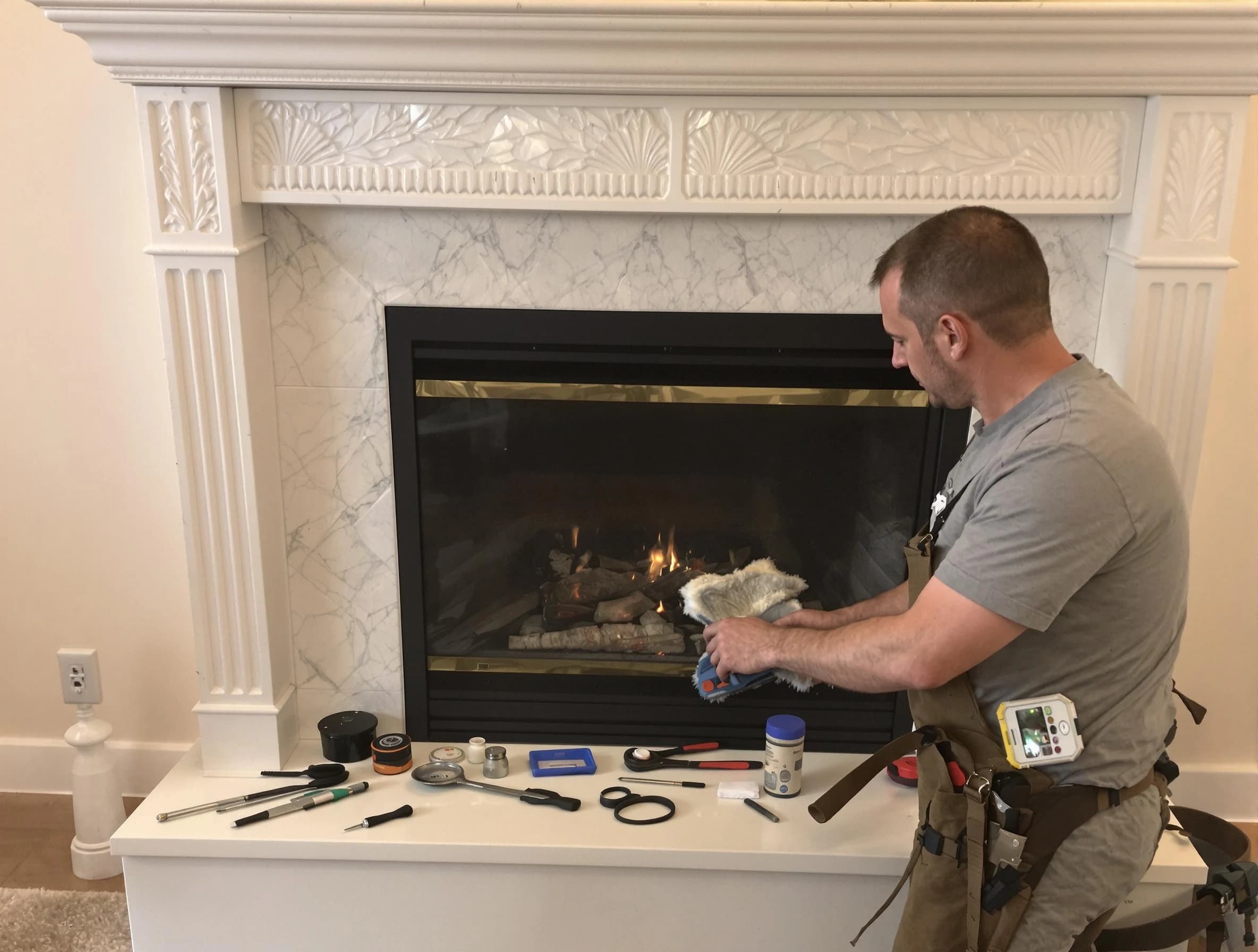 South Park Chimney Sweep performing fireplace maintenance in South Park, PA