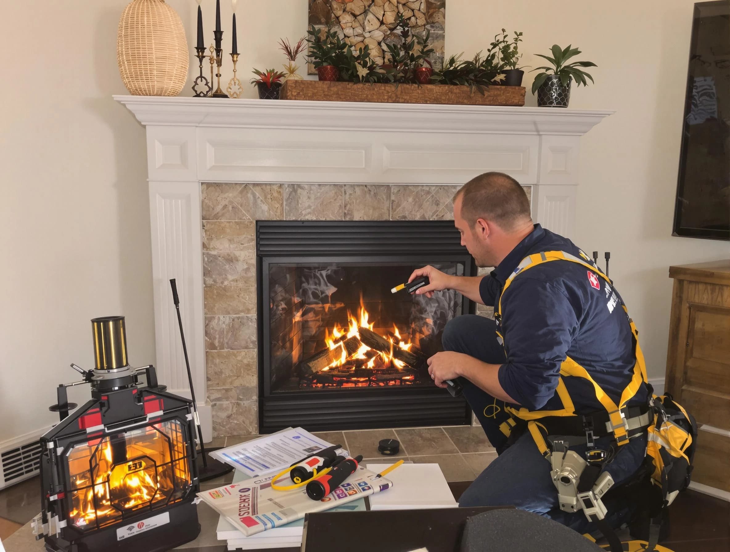 Safety-focused fireplace inspection by South Park Chimney Sweep in South Park, PA
