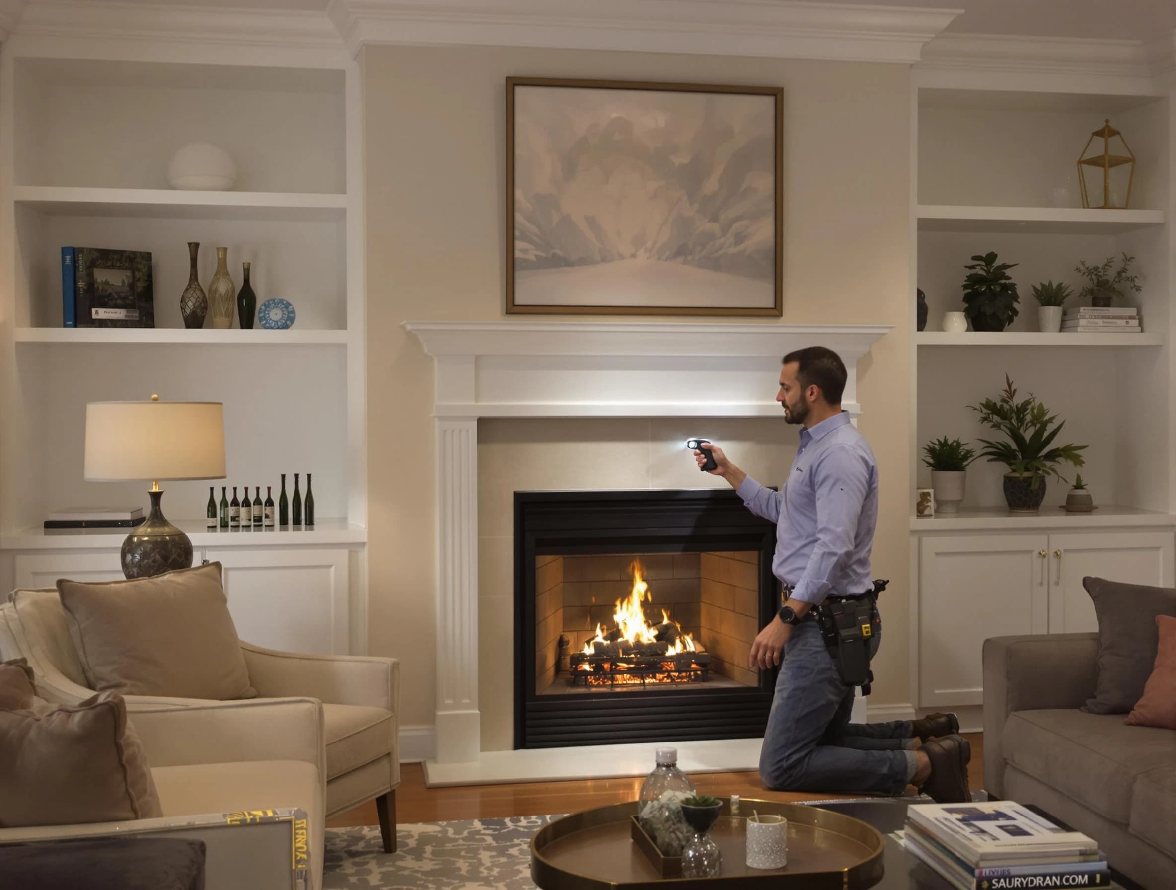 South Park Chimney Sweep conducting a fireplace safety inspection in South Park, PA