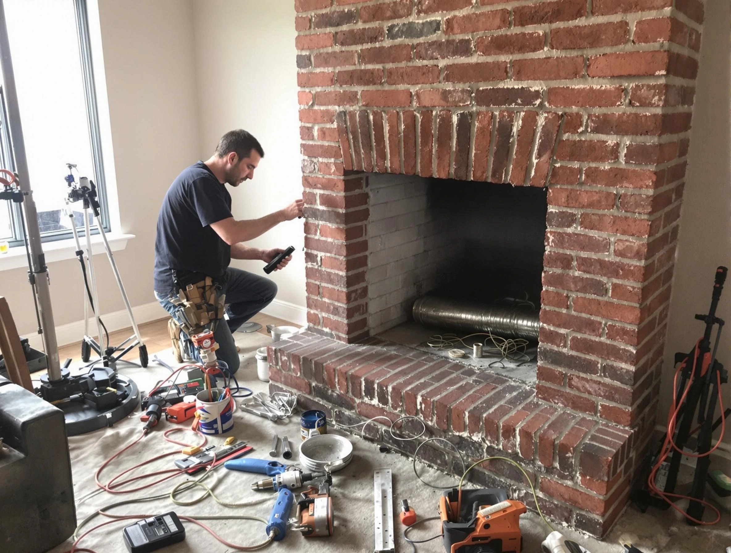 South Park Chimney Sweep specialist finalizing chimney liner service in South Park, PA