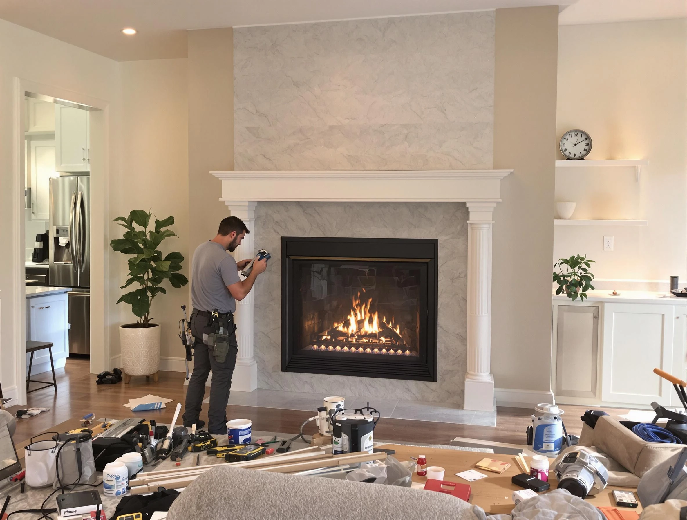Newly installed fireplace by South Park Chimney Sweep in South Park, PA